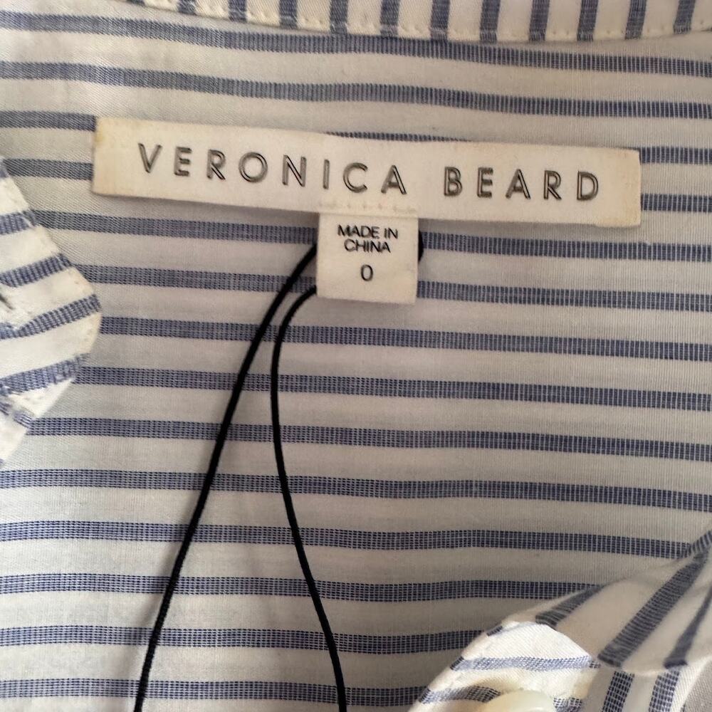 Veronica Beard Blue and White Striped Button Front Tunic Shirt High-Low Size 0 - Picture 3 of 5